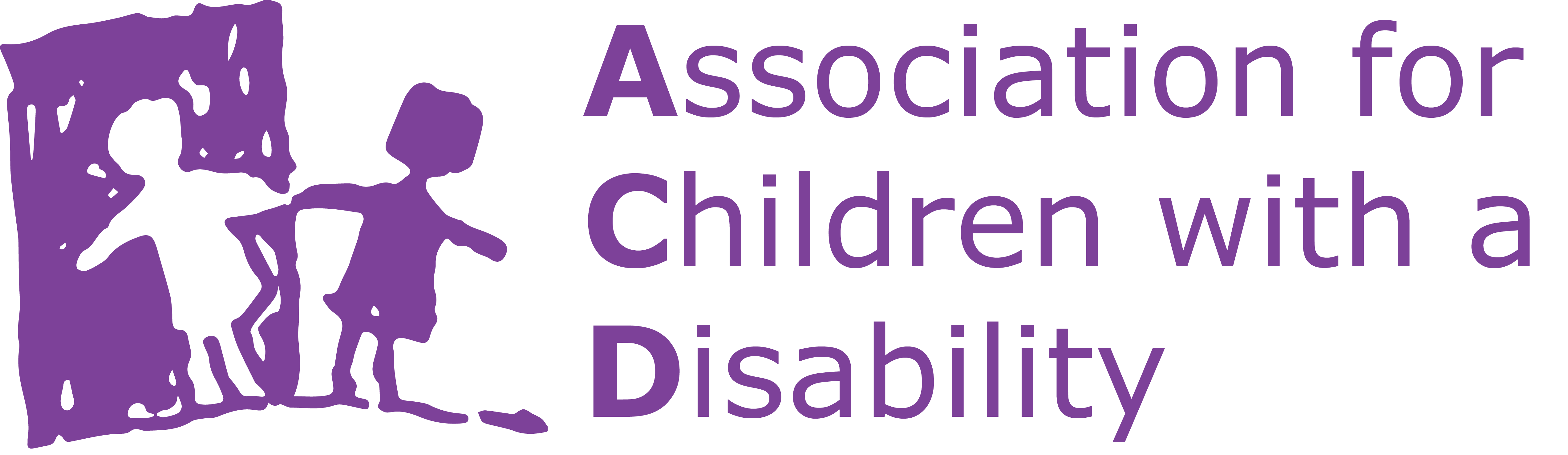 链接到主页。残疾儿童协会徽标：两个孩子手拉手的图标。