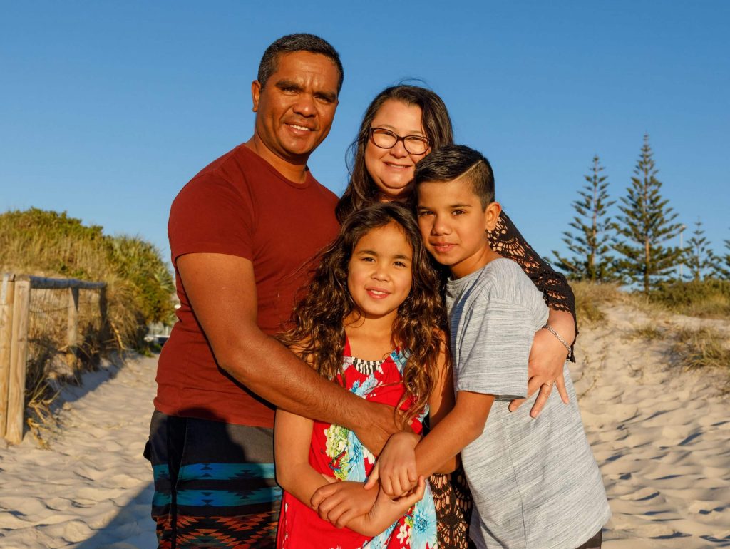Aboriginal family at the beach.